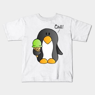 Chill! - Penguin with Mint Ice Cream Kids T-Shirt